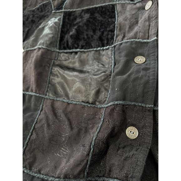 C.L.O.T.H.E.S Patchwork Jacket Women S Velour Retro Contemporary Bohemian Hippie - Picture 8 of 9